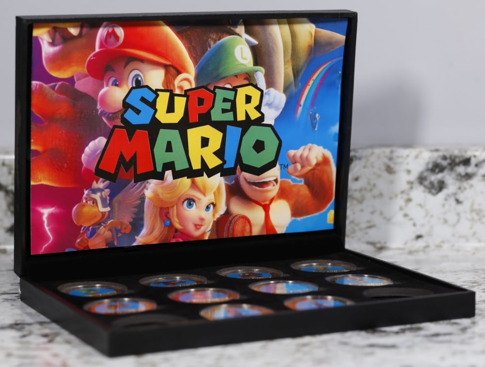 10 Coin Super Mario World Gold Plated Round Collection In Custom Box W/ Special Backer card - 2