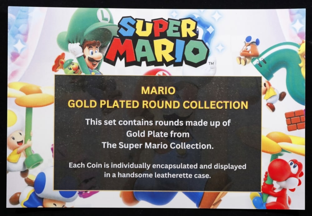 10 Coin Super Mario World Gold Plated Round Collection In Custom Box W/ Special Backer card - 8