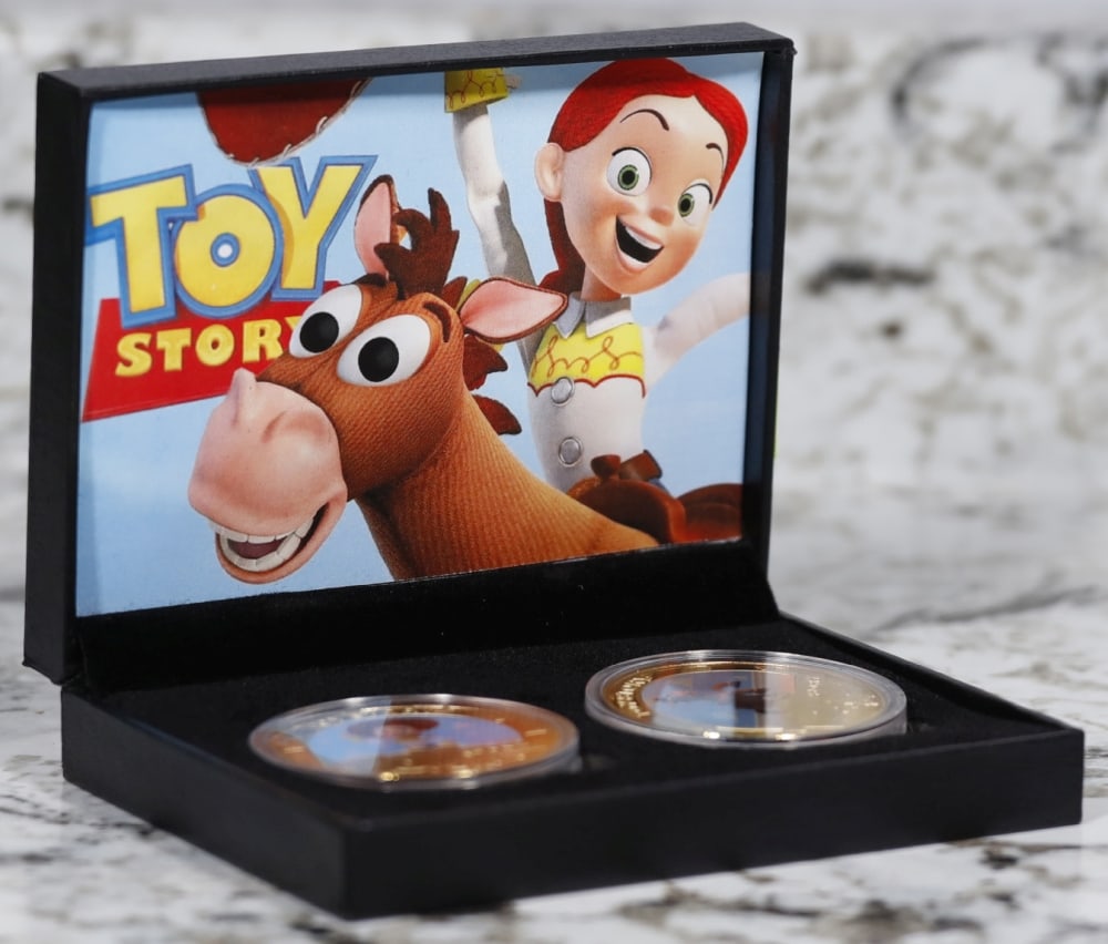 2 Coin Toy Story 2 Gold Plated Round Collection In Custom Box W/ Special Backer card - 2