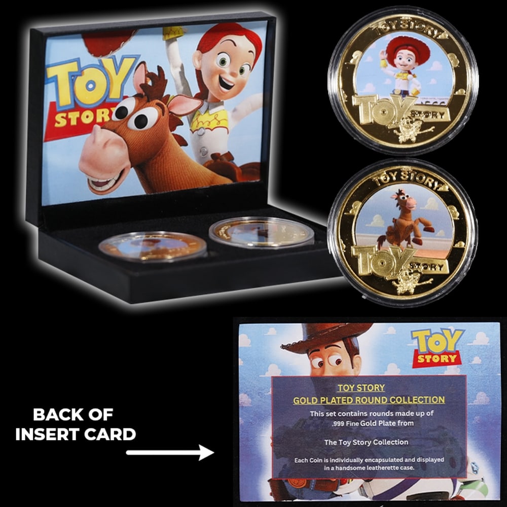 2 Coin Toy Story 2 Gold Plated Round Collection In Custom Box W/ Special Backer card - 6
