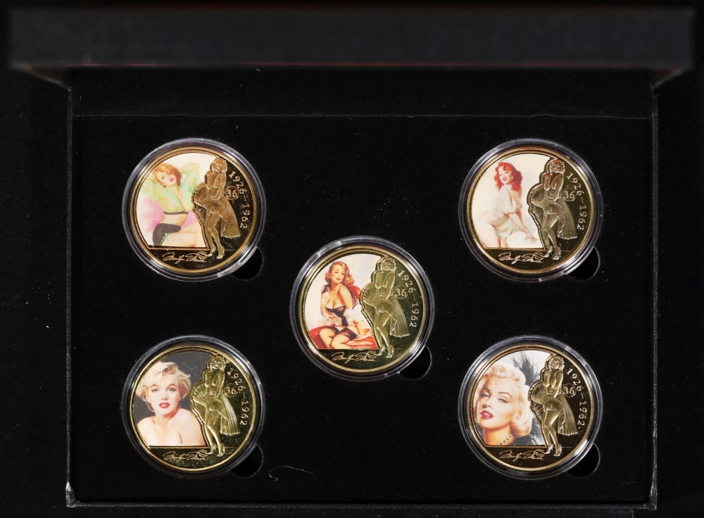 5 Coin Marilyn Monroe Gold Plated Round Collection Pop Culture Icon - 3