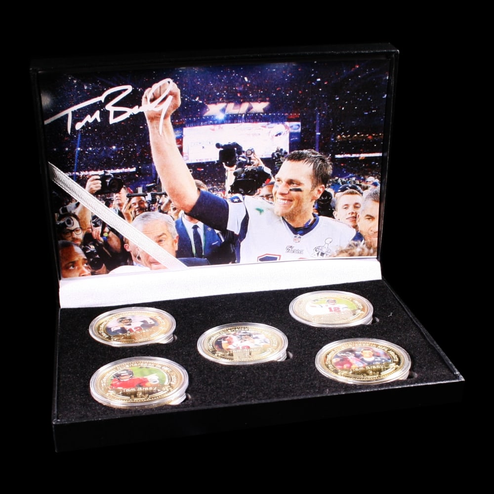 5 Coin Tom Brady Gold Plated Round Collection - 2