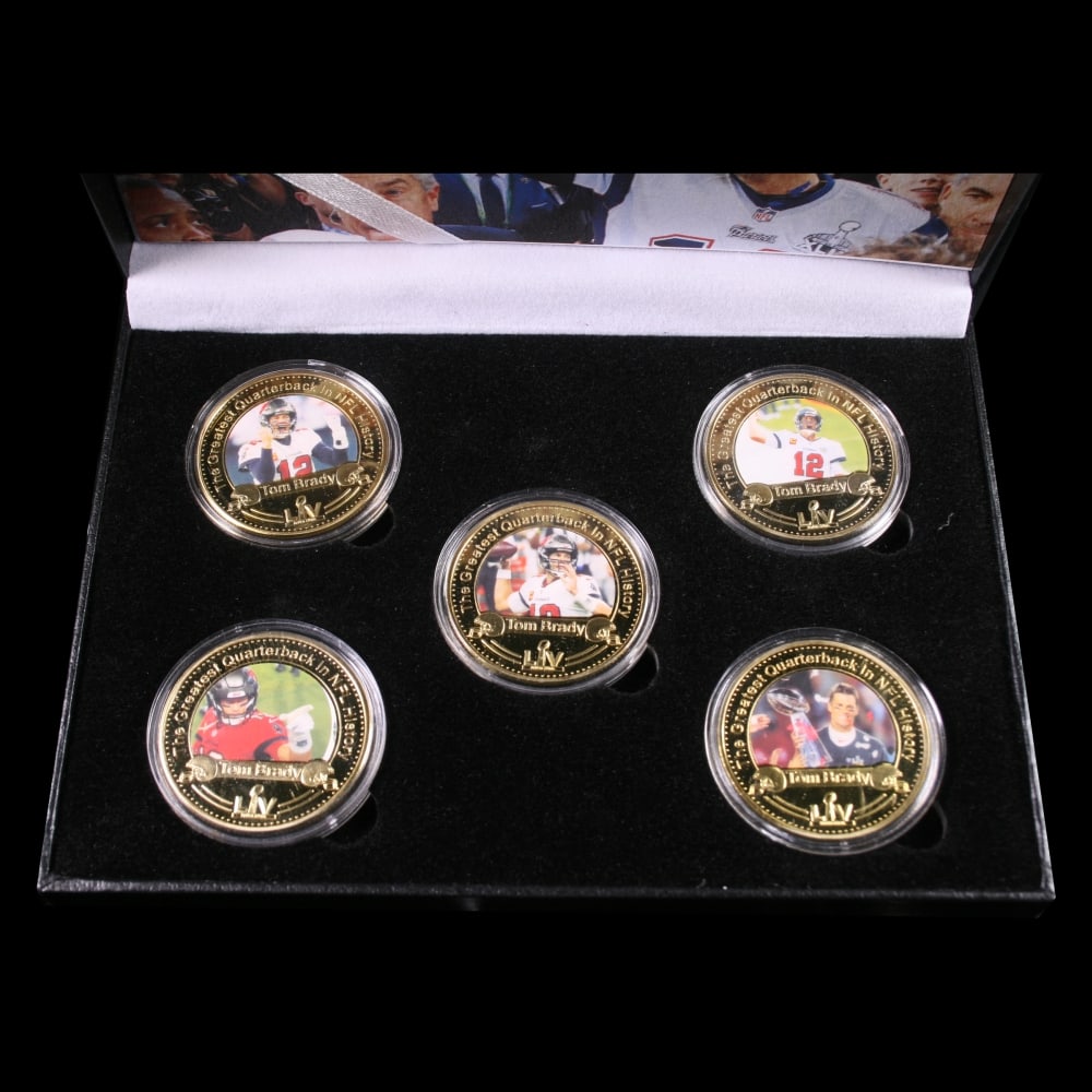 5 Coin Tom Brady Gold Plated Round Collection - 3
