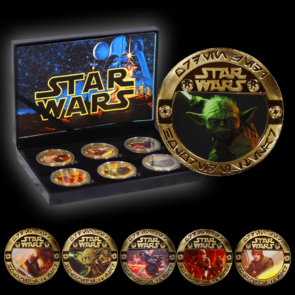 6 Coin Star Wars Gold Plated Round Collection - 3