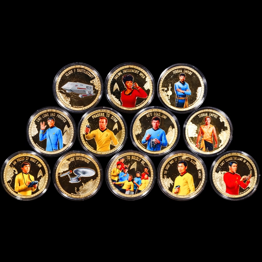 Limited Edition 12 Coin Star Trek The Original Series A Gold Plated Collection In Custom WOODEN Box - 4