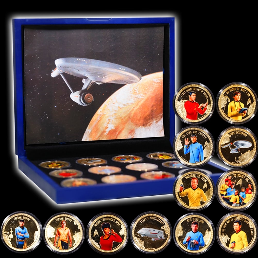 Limited Edition 12 Coin Star Trek The Original Series A Gold Plated Collection In Custom WOODEN Box - 5