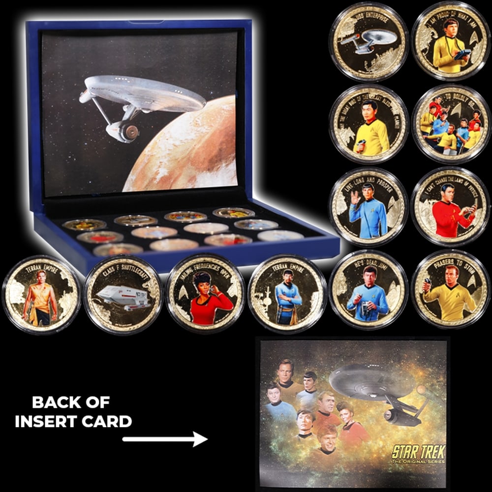 Limited Edition 12 Coin Star Trek The Original Series A Gold Plated Collection In Custom WOODEN Box - 6