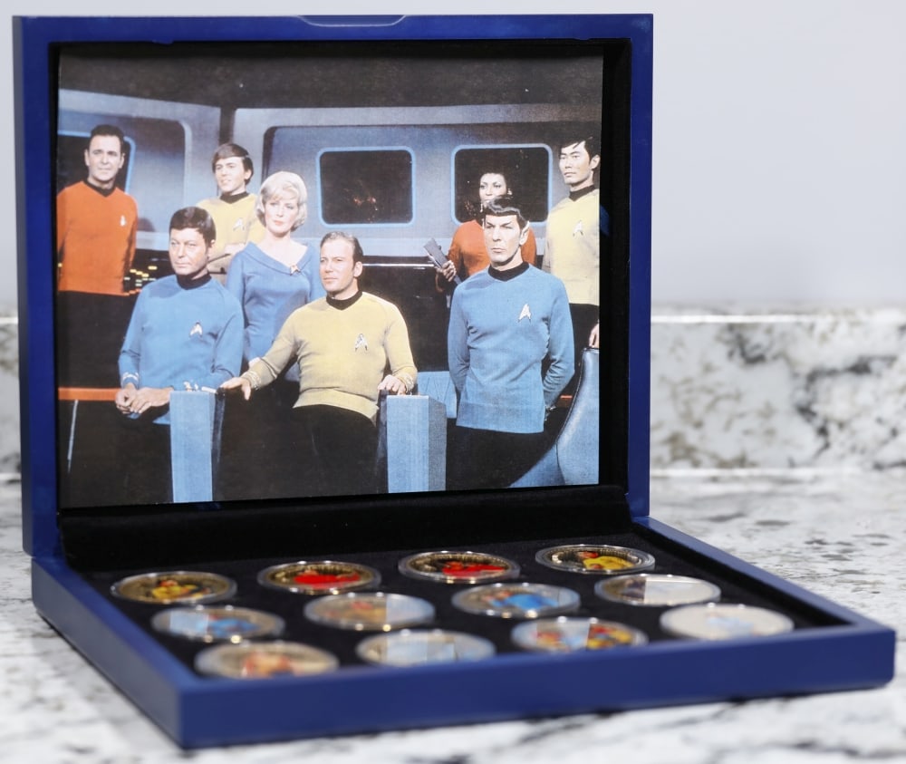 Limited Edition 12 Coin Star Trek The Original Series B Gold Plated Collection In Custom WOODEN Box - 2