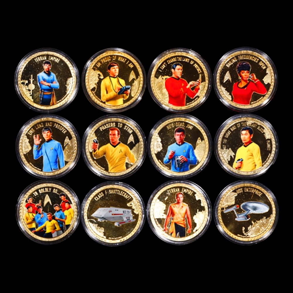 Limited Edition 12 Coin Star Trek The Original Series B Gold Plated Collection In Custom WOODEN Box - 4