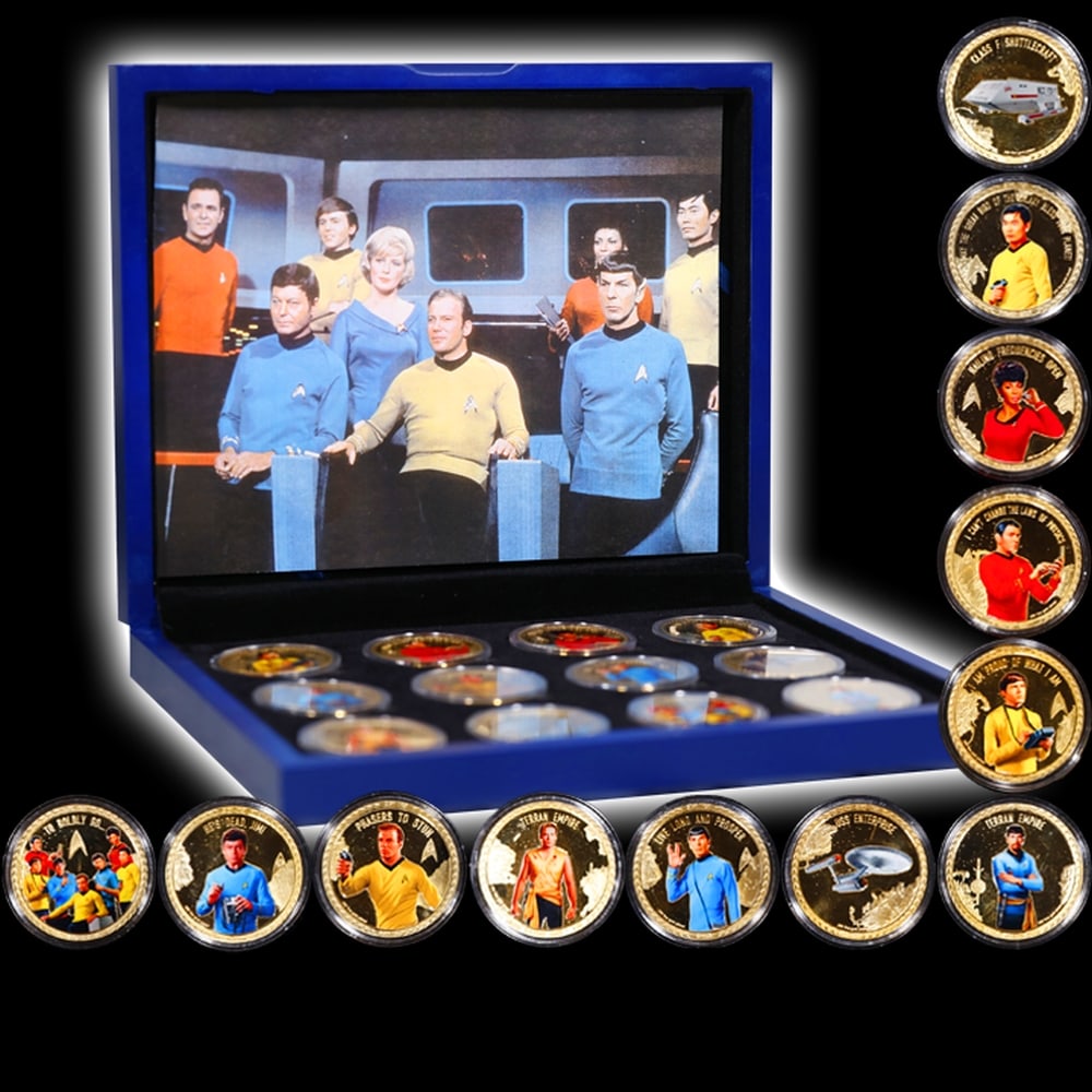 Limited Edition 12 Coin Star Trek The Original Series B Gold Plated Collection In Custom WOODEN Box - 5