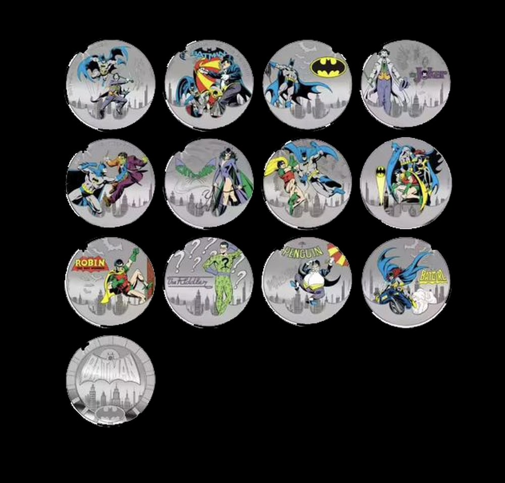 Limited Edition 12 PC DC's Batman The Aminated Series Silver Plated Collection In Custom WOODEN Box - 2