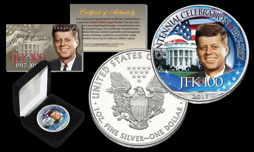 John F Kennedy JFK Centennial 2017 1oz Silver Eagle $1 Colorized Other Toy - 2
