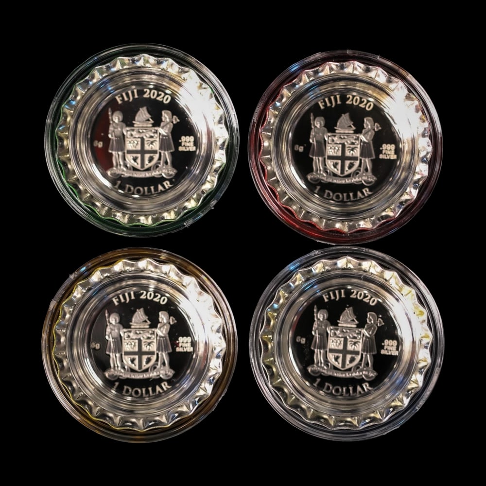 2020 4 Silver Coin Botte Cap Ser Coca Cola, Diet Coke, Sprite, Fanta Commerative Coin 24g .999 Si... - 6