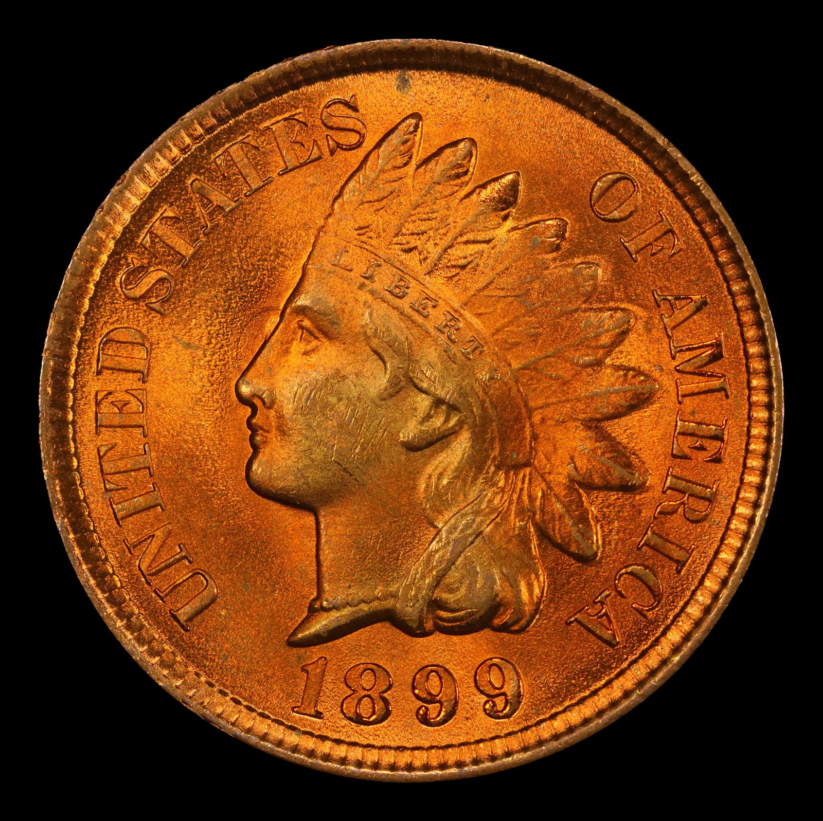 1899 Indian Cent 1c ms65+ rd SEGS - 2