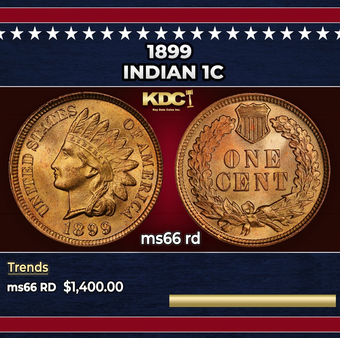 1899 Indian Cent 1c ms66 rd SEGS: 1899 Indian Cent 1c ms66 rd SEGS.