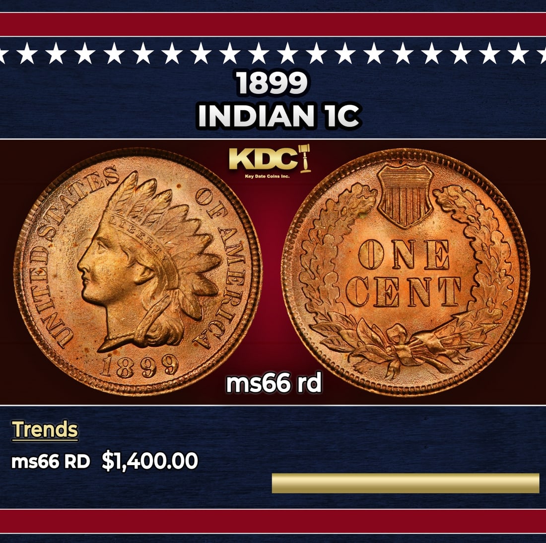1899 Indian Cent 1c ms66 rd SEGS: 1899 Indian Cent 1c ms66 rd SEGS.