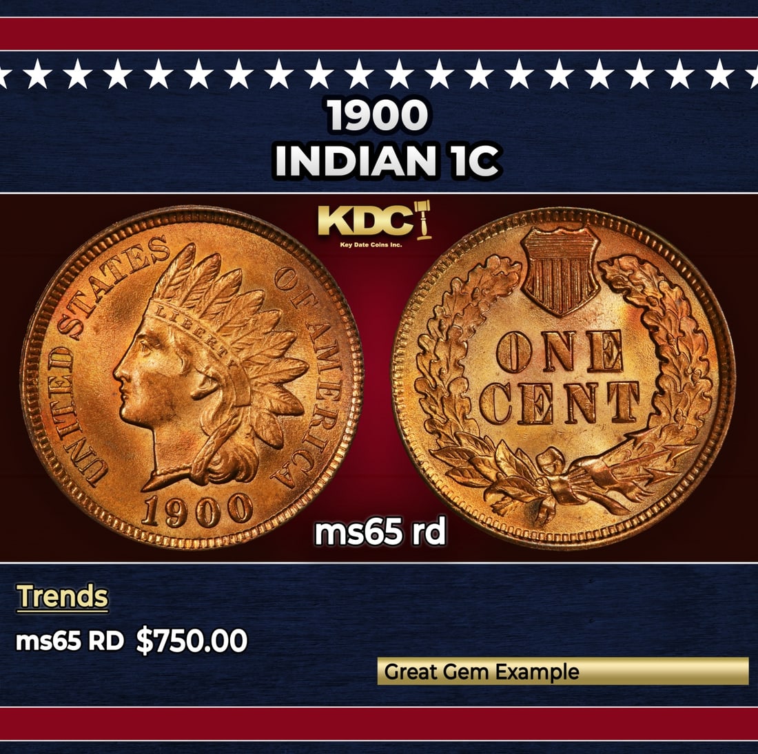 1900 Indian Cent 1c Grades ms65 rd: 1900 Indian Cent 1c Grades ms65 rd.