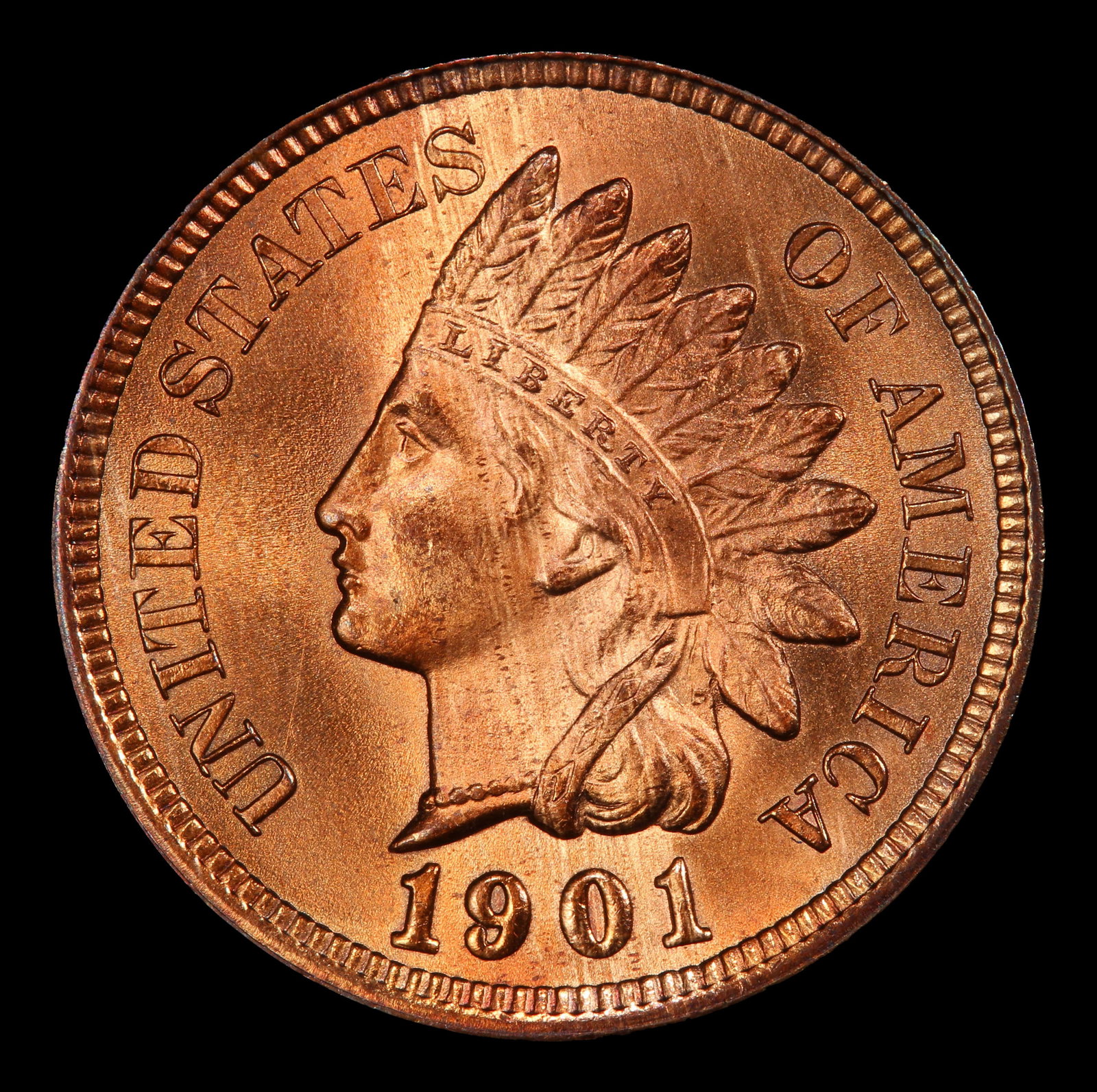 1901 Indian Cent Near Top Pop! 1c Grades ms66 rb - 2