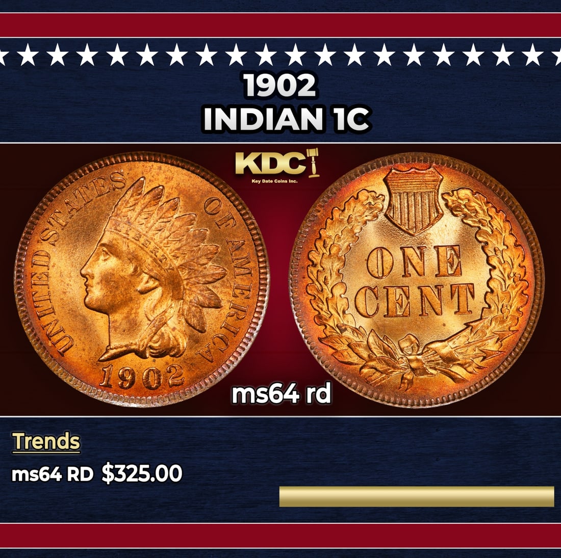 1902 Indian Cent 1c Grades ms64 rd: 1902 Indian Cent 1c Grades ms64 rd.