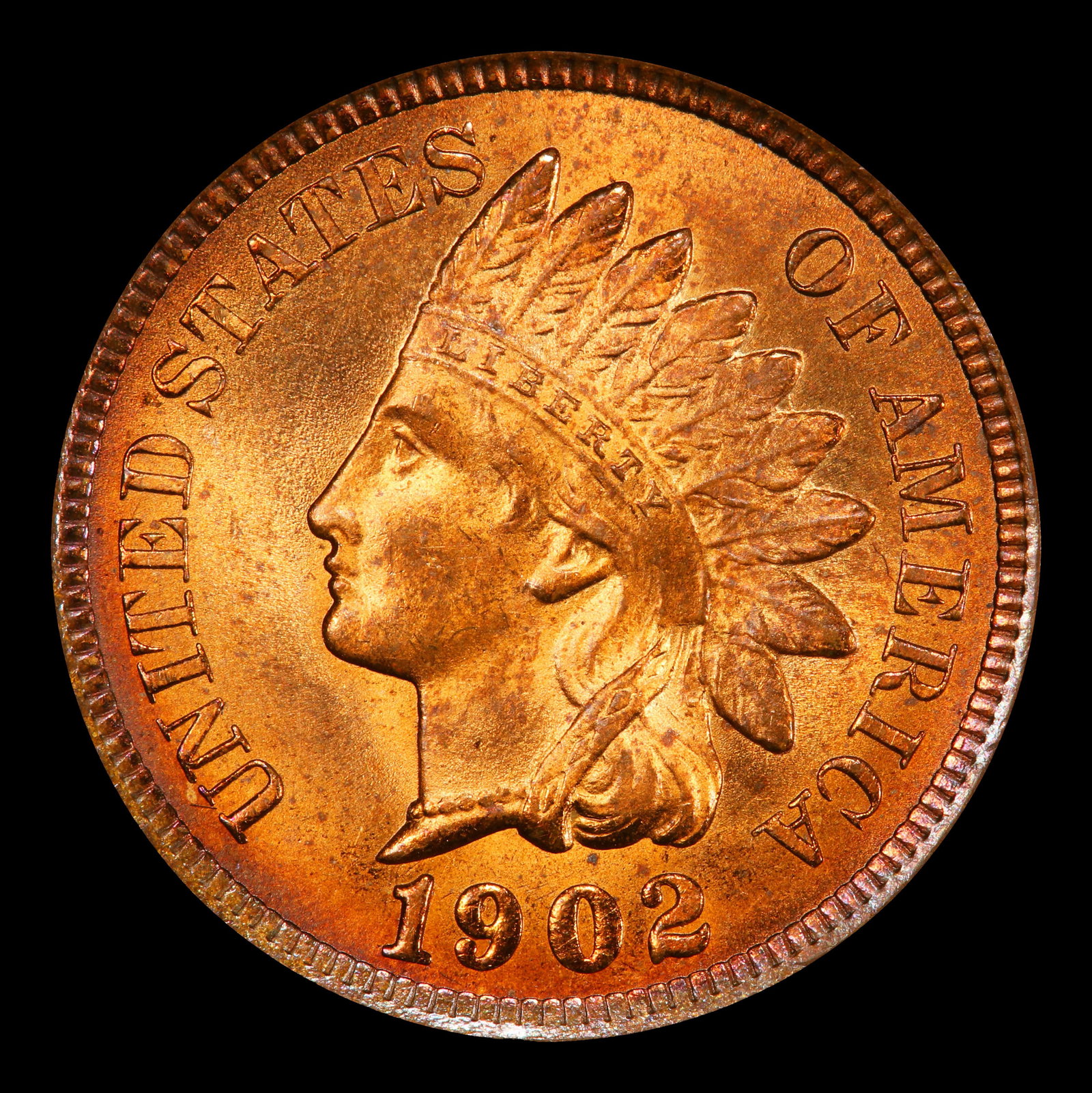 1902 Indian Cent 1c Grades ms64 rd - 2