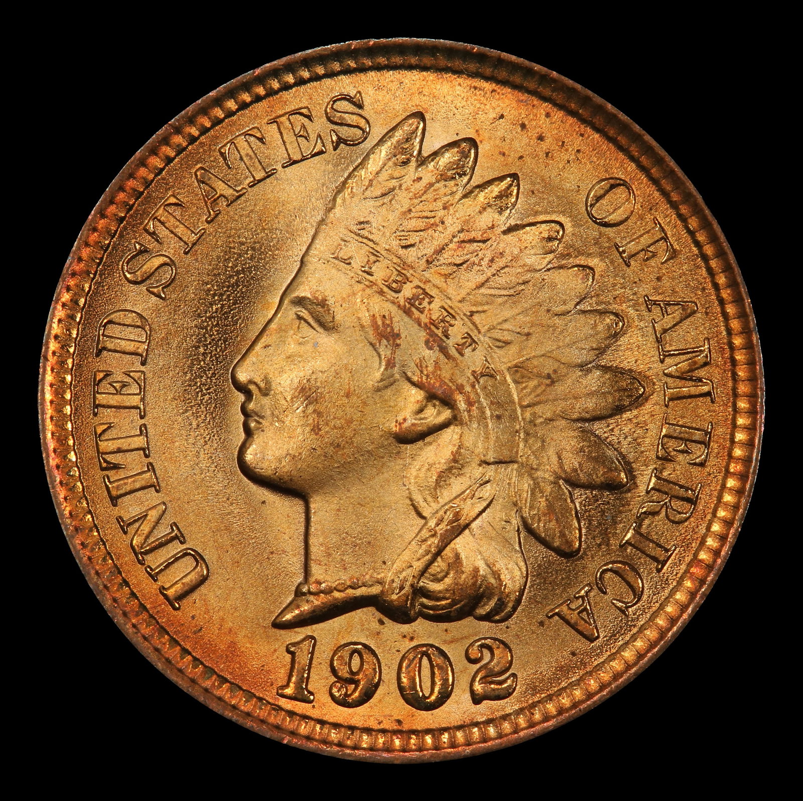 1902 Indian Cent 1c ms66+ rd SEGS - 2