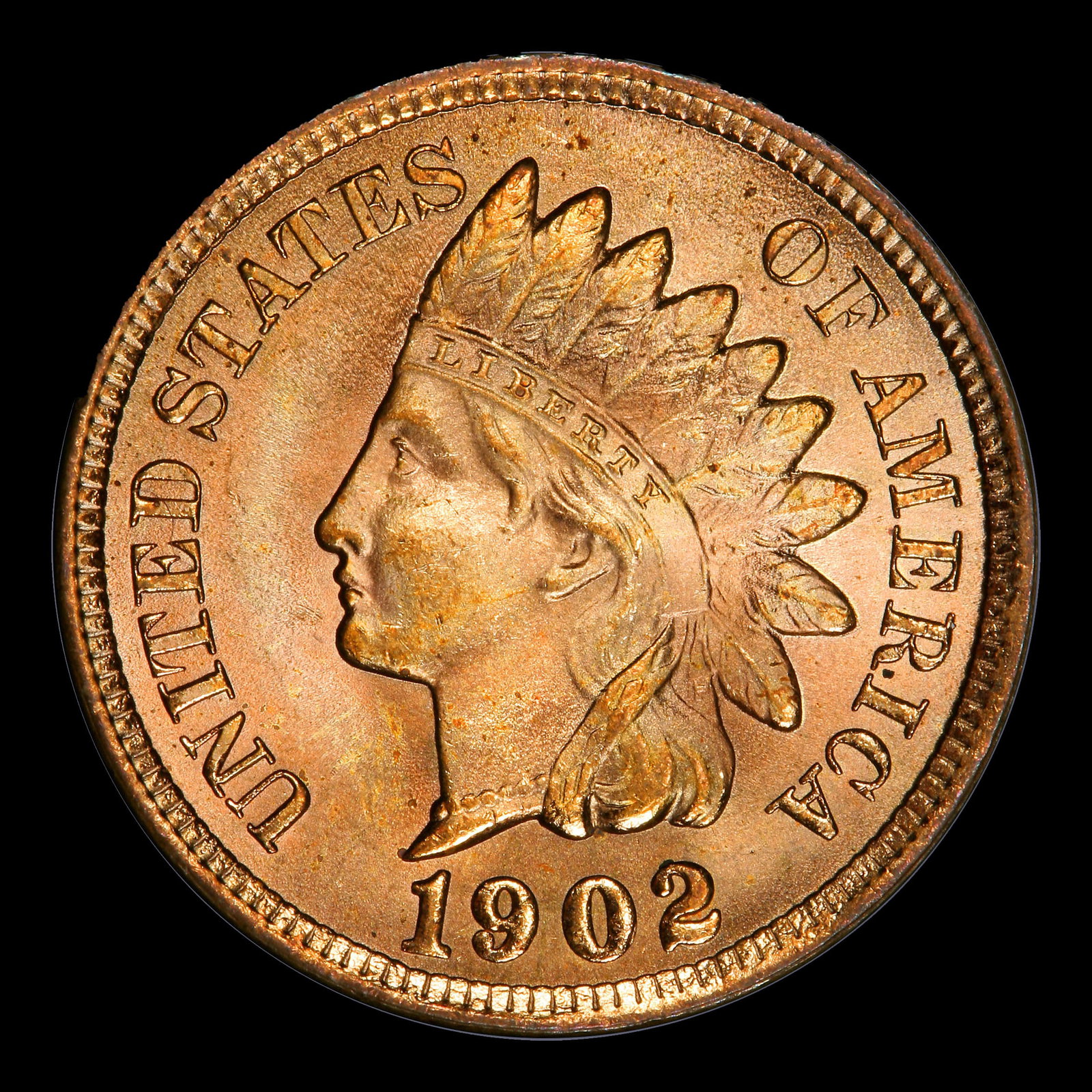 1902 Indian Cent 1c ms66 rd SEGS - 2