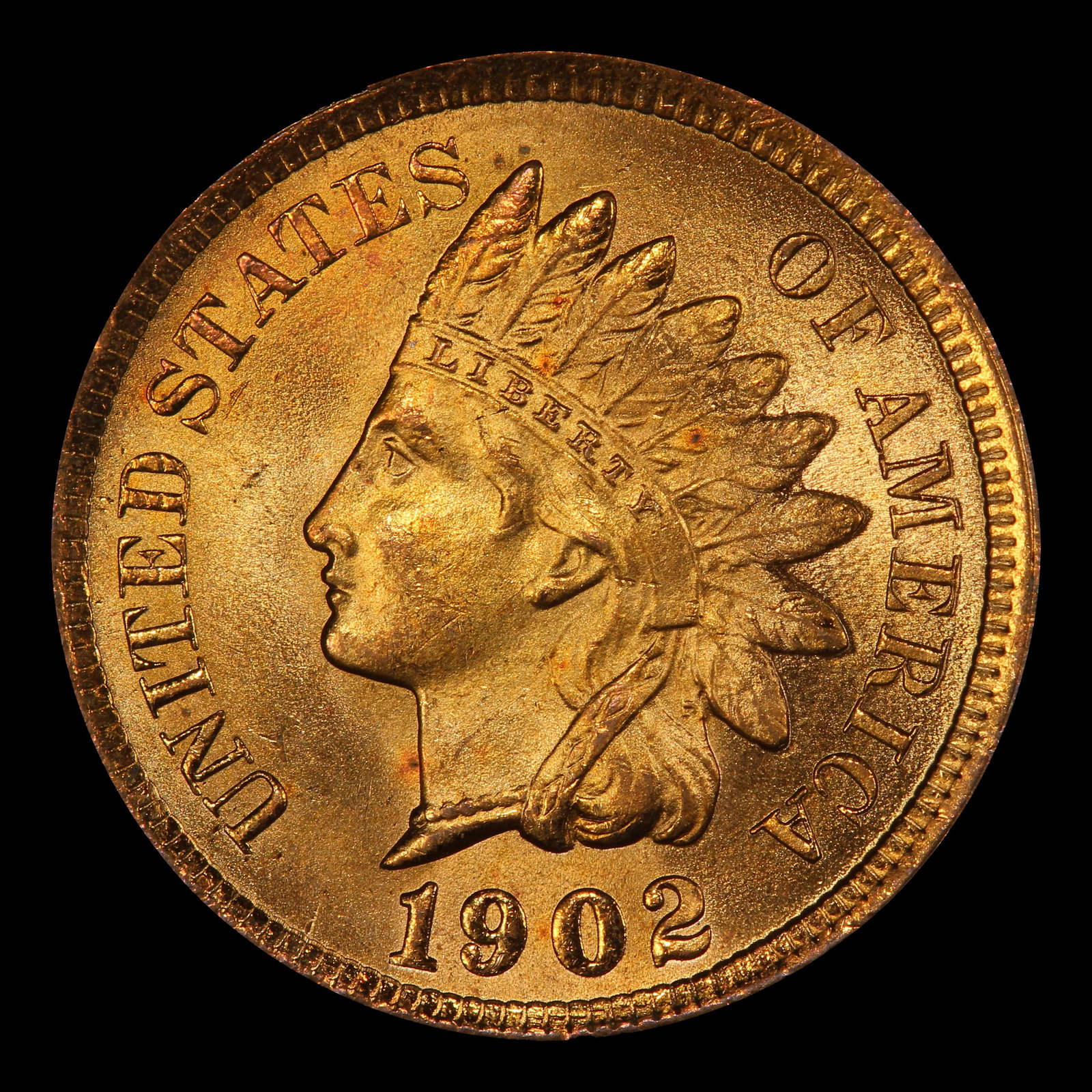 1902 Indian Cent 1c ms66 rd SEGS - 2