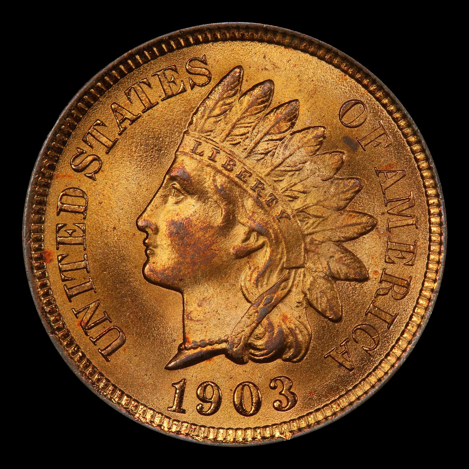 1903 Indian Cent 1c ms66 rd SEGS - 2