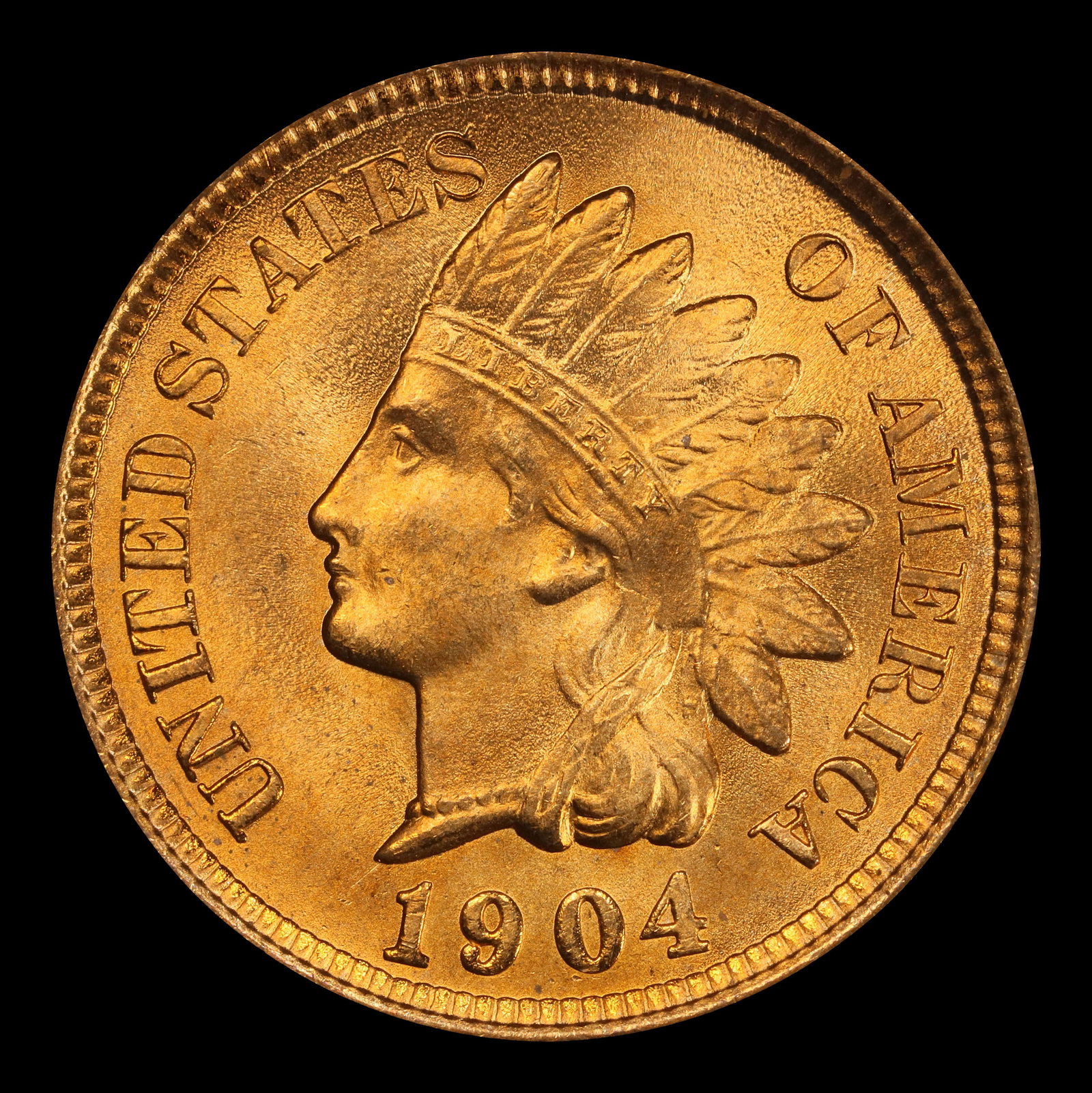 1904 Indian Cent 1c ms66+ rd SEGS - 2
