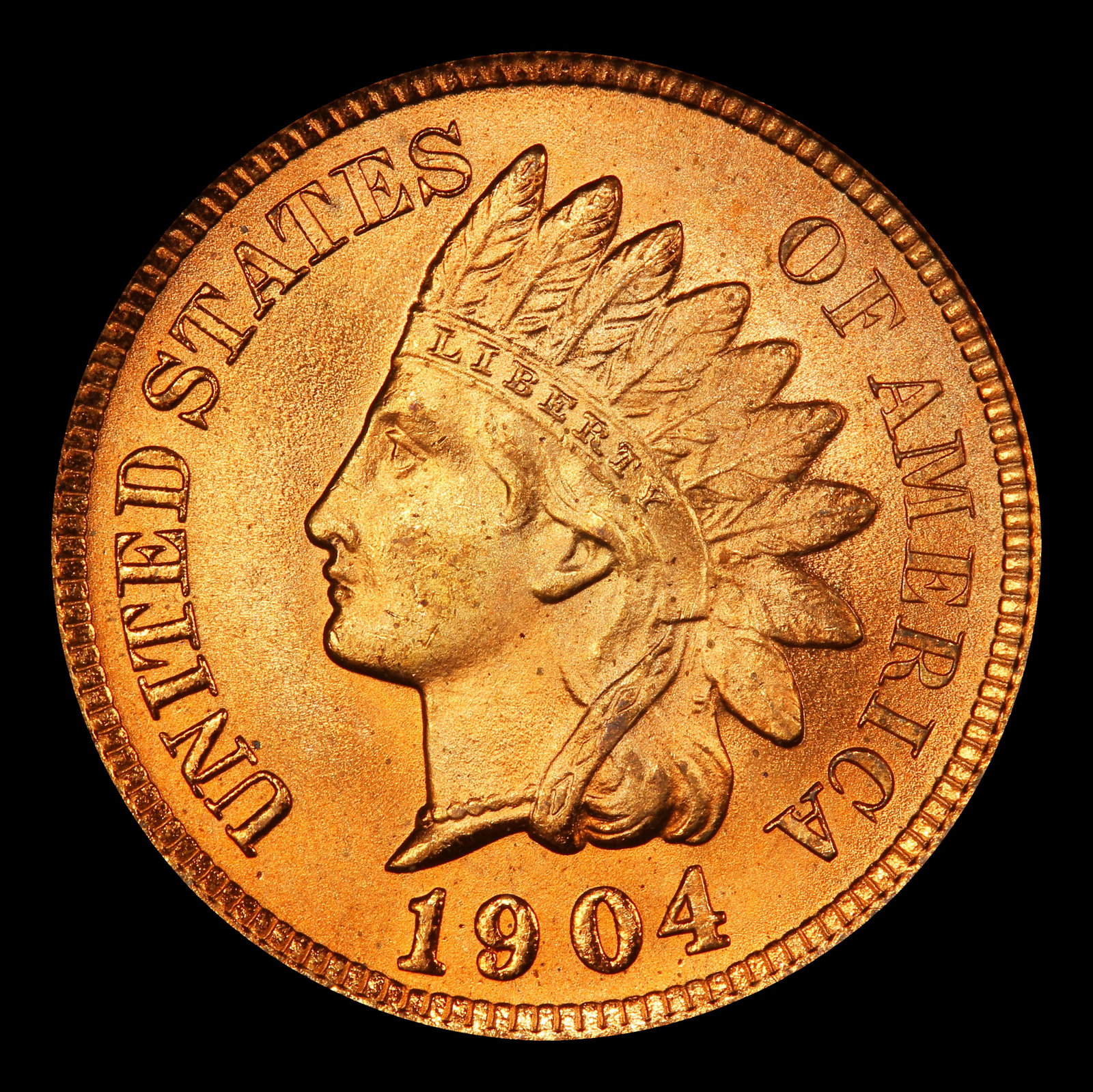 1904 Indian Cent 1c ms66 rd SEGS - 2