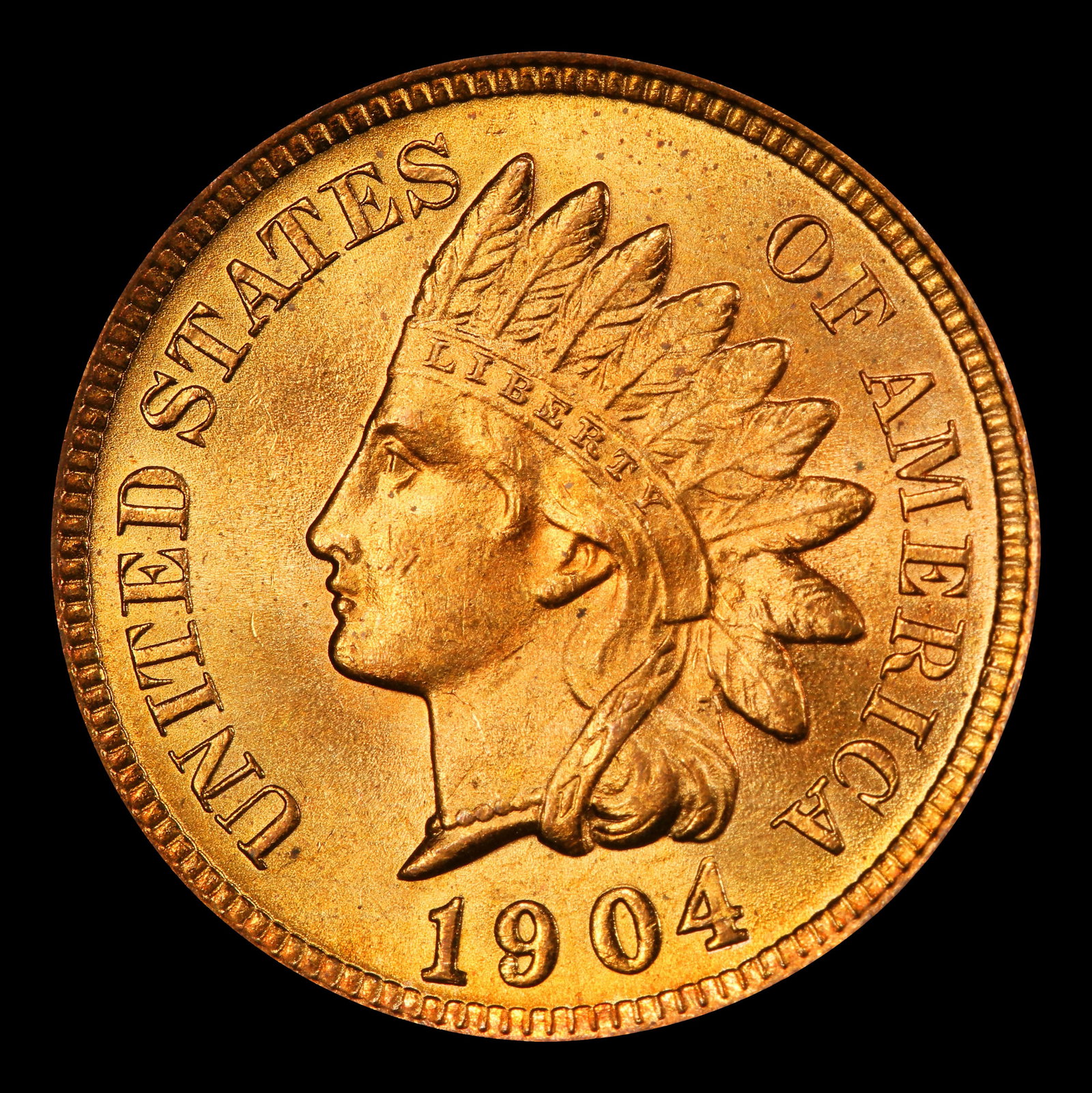 1904 Indian Cent 1c ms66 rd SEGS - 2