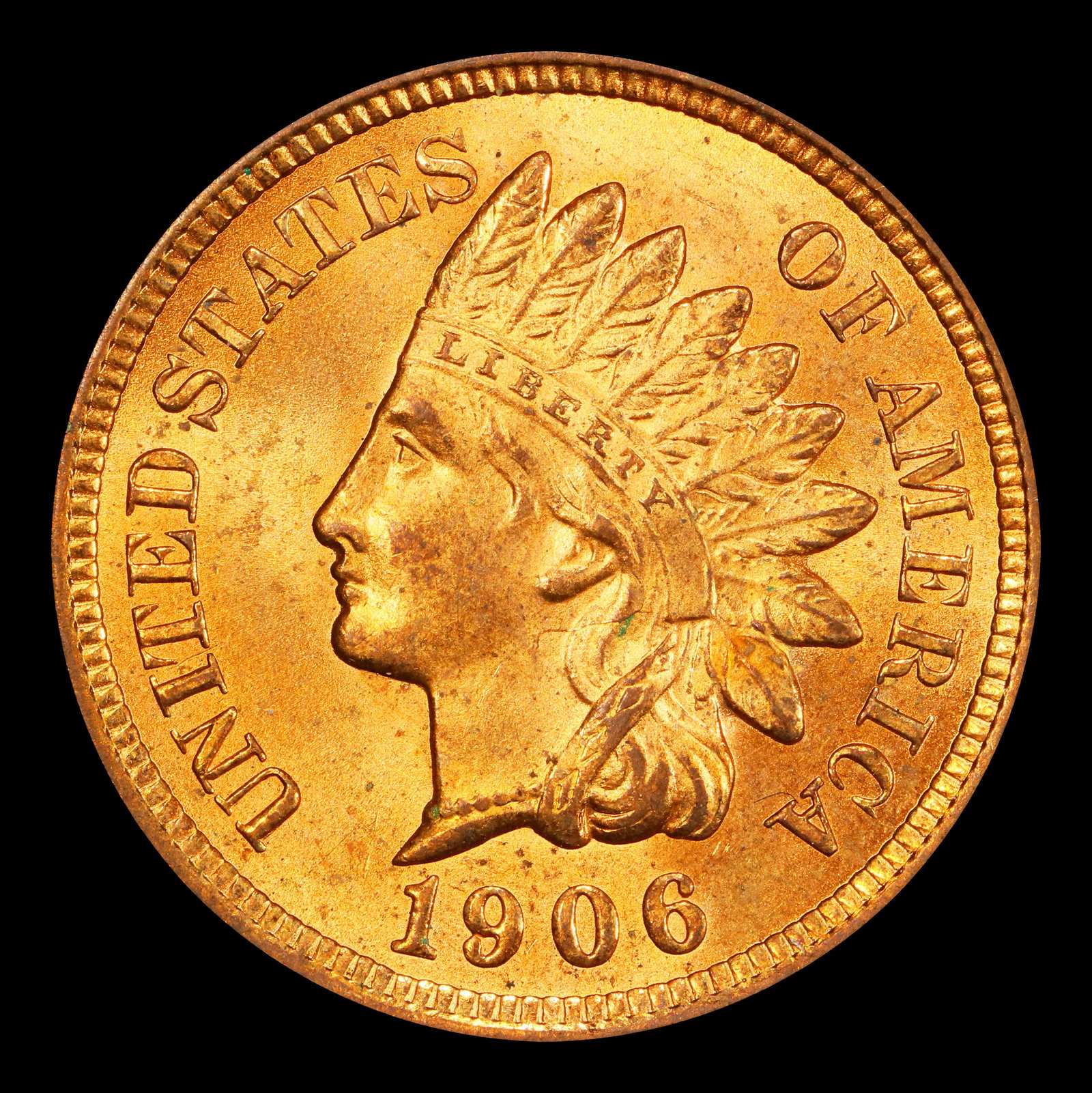 1906 Indian Cent 1c Grades ms64 rd - 2