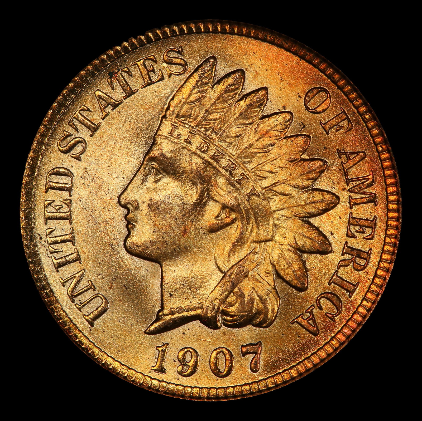 1907 Indian Cent 1c ms66 rd SEGS - 2