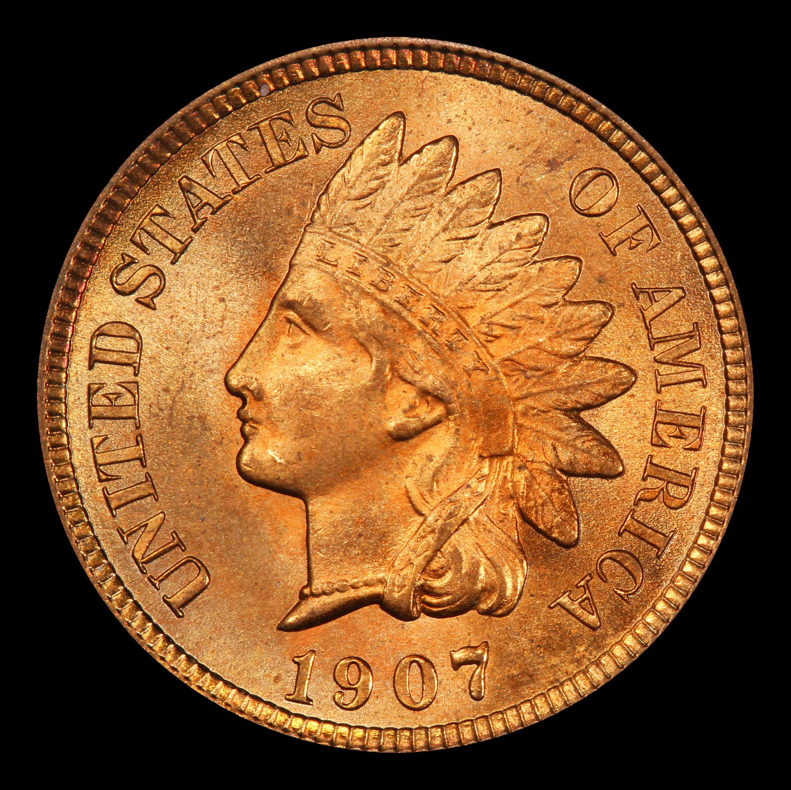 1907 Indian Cent 1c ms66 rd SEGS - 2