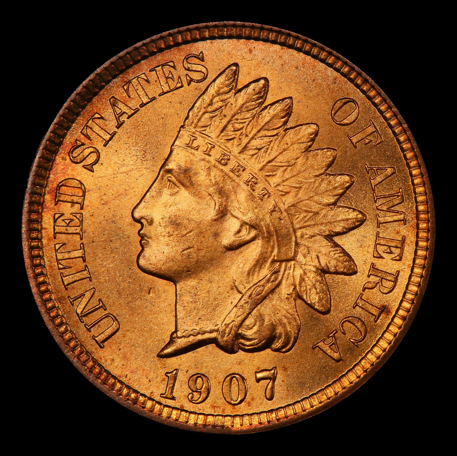1907 Indian Cent Near Top Pop! 1c ms67 rd SEGS - 2