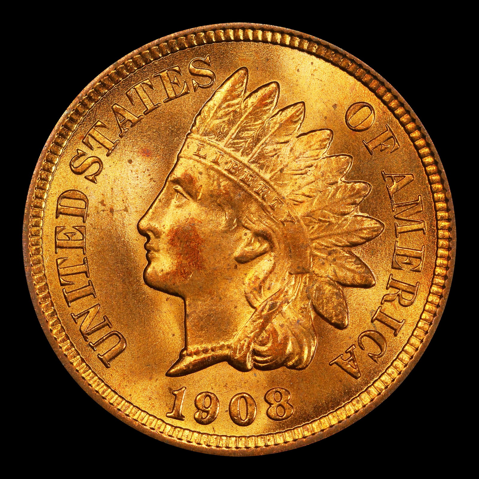 1908 Indian Cent 1c Grades ms65 rd - 2