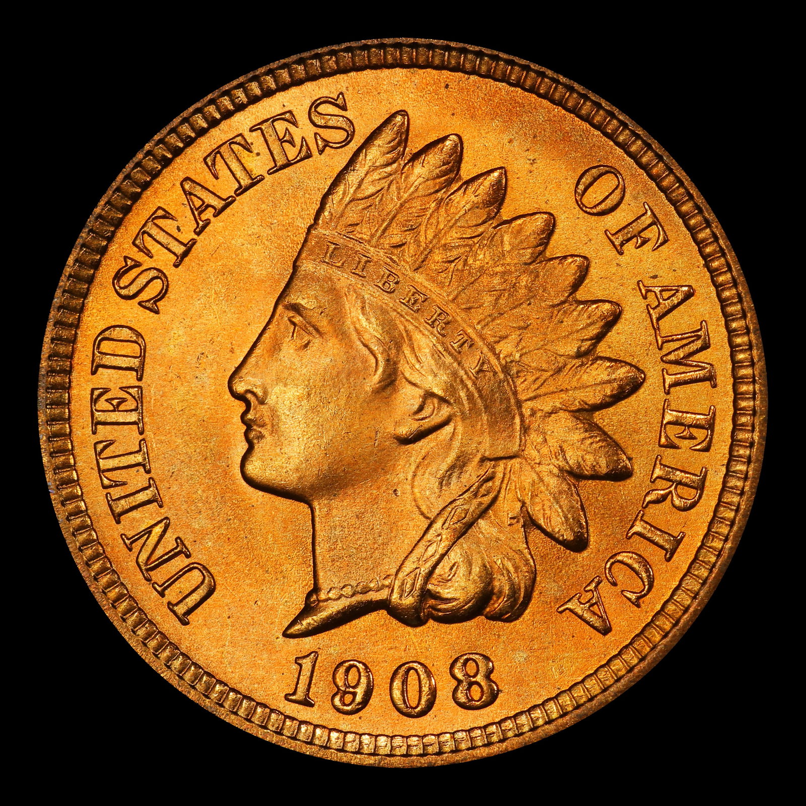 1908 Indian Cent Near Top Pop! 1c ms66+ rd SEGS - 2