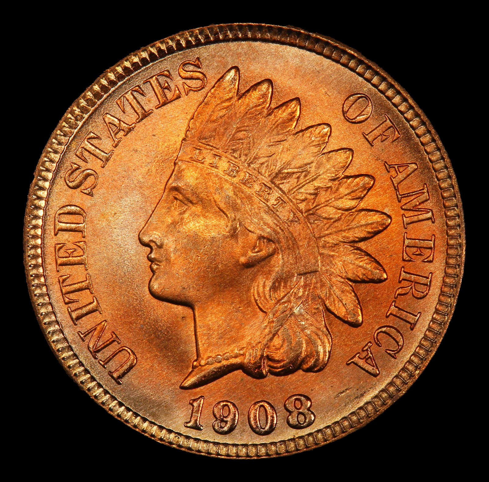 1908 Indian Cent Near Top Pop! 1c ms67 rd SEGS - 2