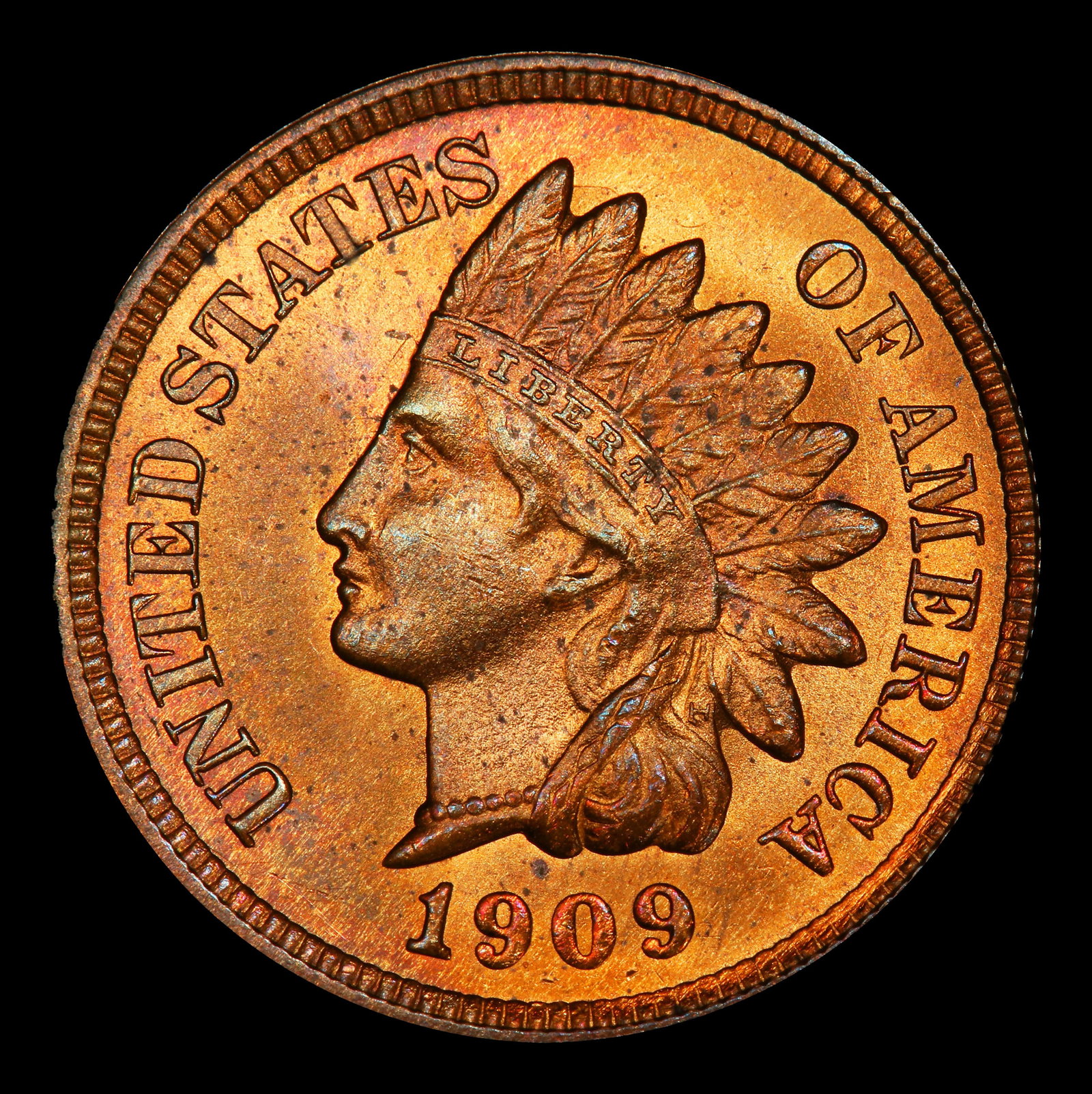 1909 Indian Cent 1c Grades ms65 rb - 2