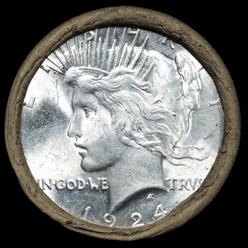 SEARS Silver Peace Dollar $1 Roll UNC 20 Coin 1924/1922 Ends - 2