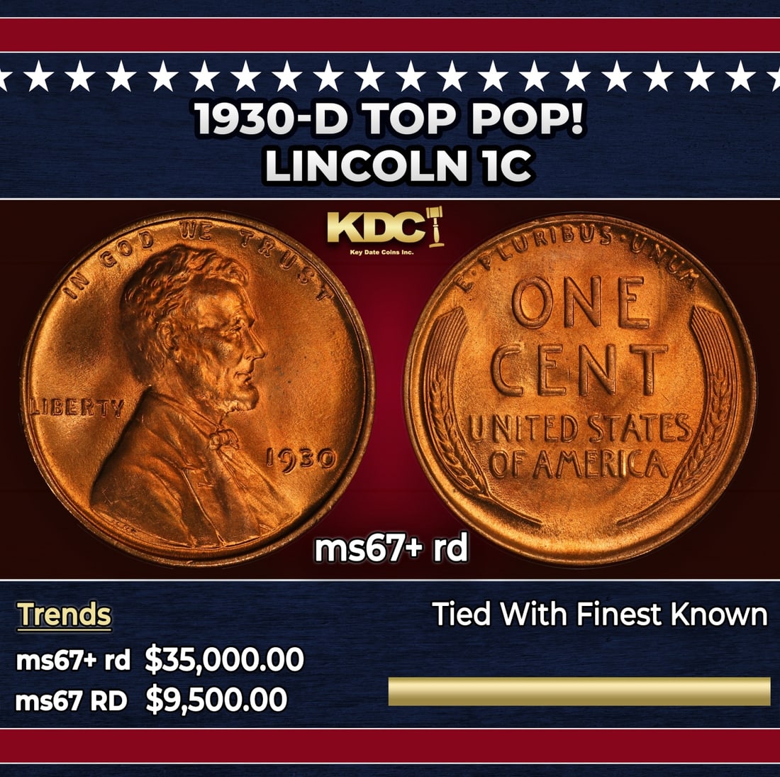 1930-d Lincoln Cent TOP POP! 1c ms67+ rd SEGS: 1930-d TOP POP! Lincoln Cent 1c ms67+ rd SEGS.