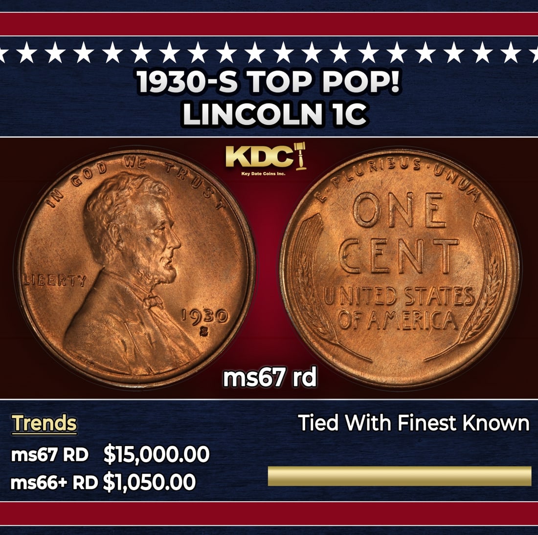 1930-s Lincoln Cent TOP POP! 1c ms67 rd SEGS: 1930-s TOP POP! Lincoln Cent 1c ms67 rd SEGS.