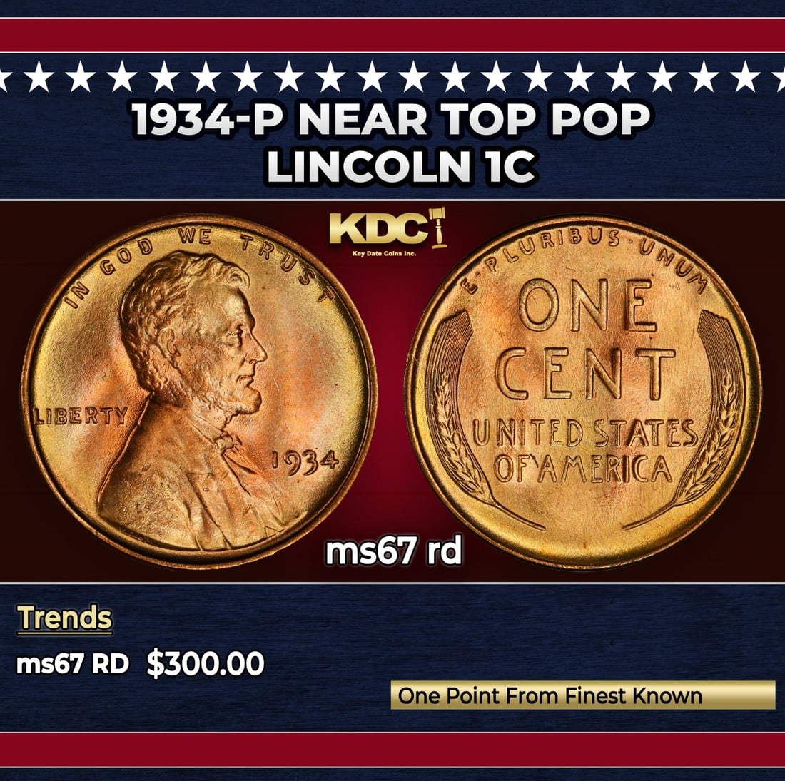 1934-p Lincoln Cent Near Top Pop 1c ms67 rd SEGS: 1934-p Near Top Pop Lincoln Cent 1c ms67 rd SEGS.