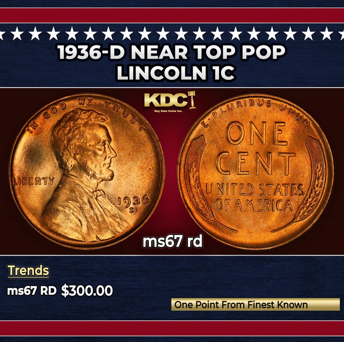 1936-d Lincoln Cent Near Top Pop 1c ms67 rd SEGS: 1936-d Near Top Pop Lincoln Cent 1c ms67 rd SEGS.