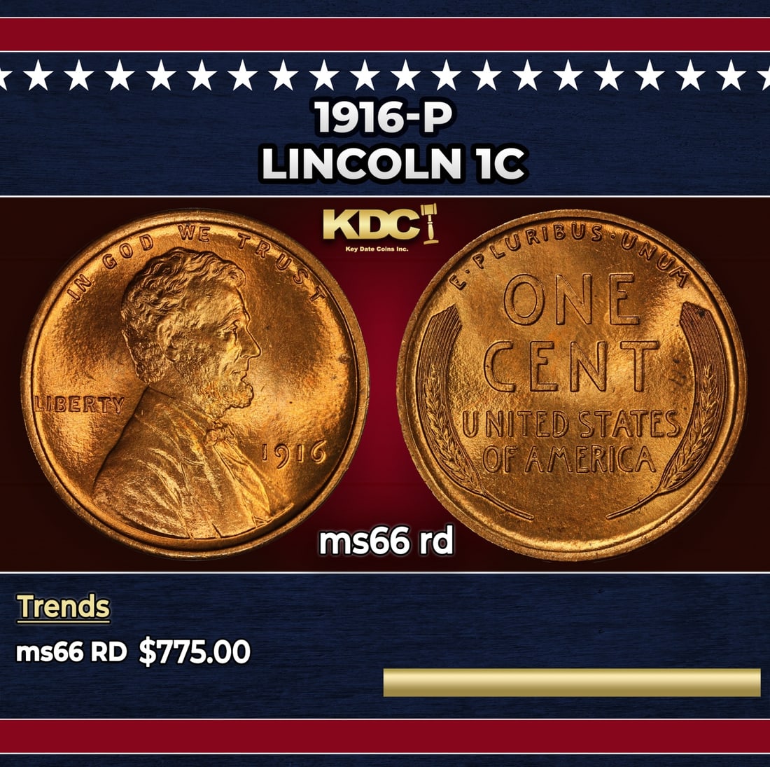 1916-p Lincoln Cent 1c Grades ms66 rd: 1916-p Lincoln Cent 1c Grades ms66 rd.