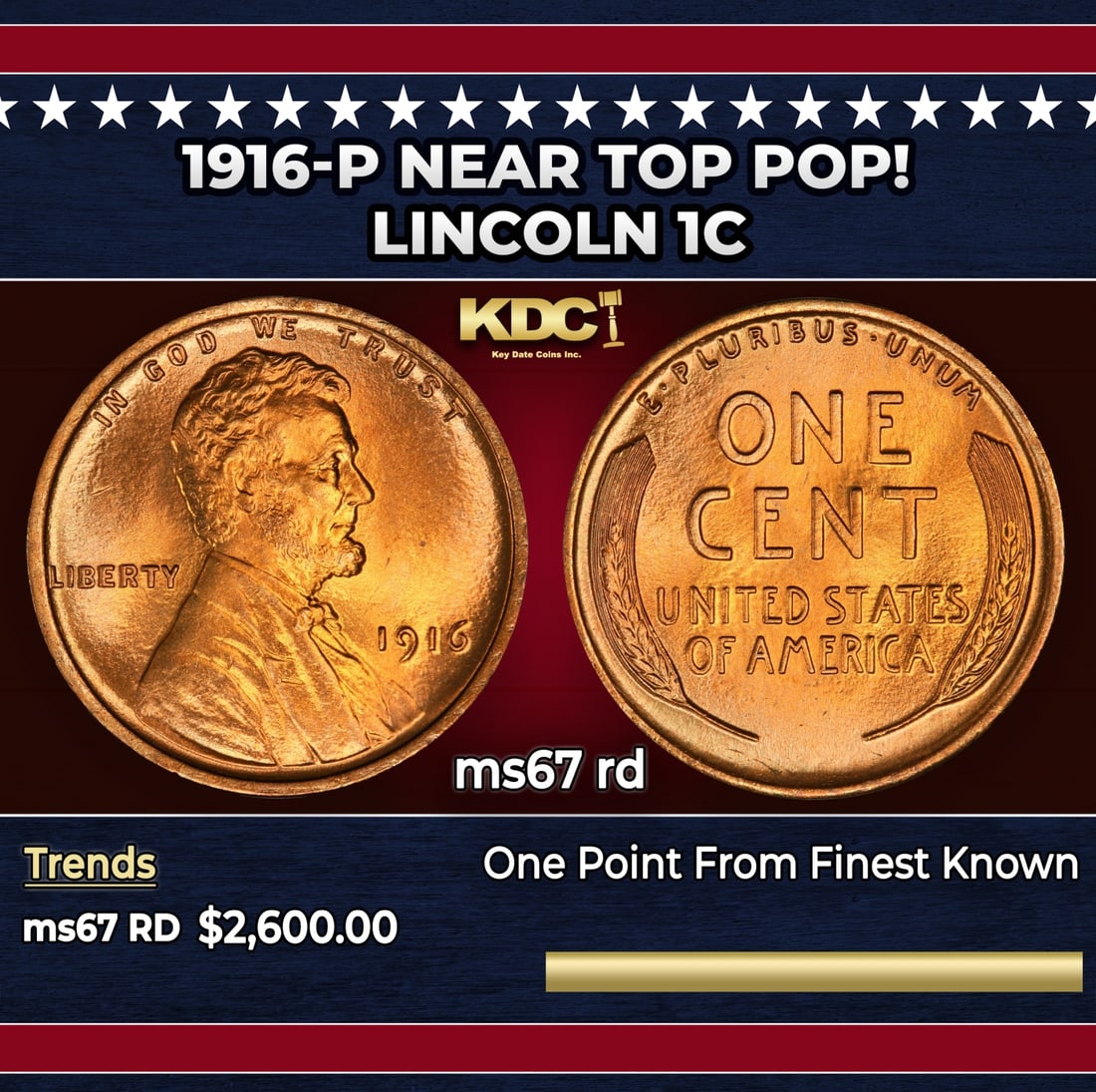 1916-p Lincoln Cent Near Top Pop! 1c ms67 rd SEGS: 1916-p Near Top Pop! Lincoln Cent 1c ms67 rd SEGS.