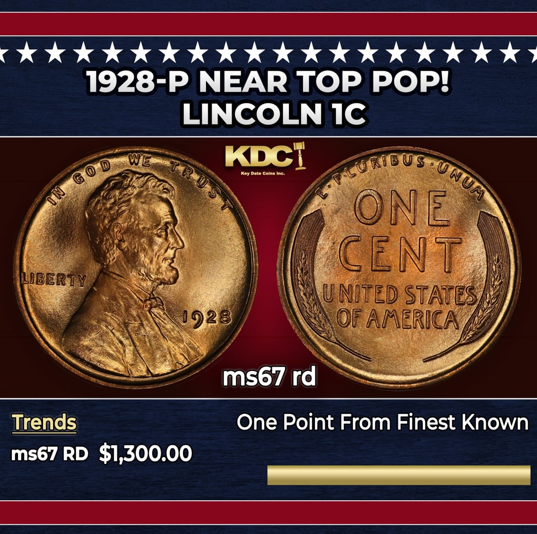 1928-p Lincoln Cent Near Top Pop! 1c ms67 rd SEGS: 1928-p Near Top Pop! Lincoln Cent 1c ms67 rd SEGS.