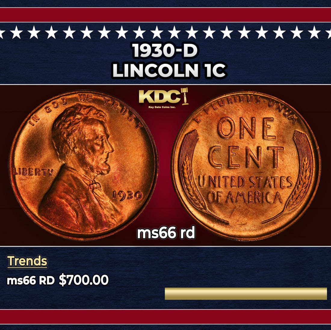 1930-d Lincoln Cent 1c Grades ms66 rd: 1930-d Lincoln Cent 1c Grades ms66 rd.