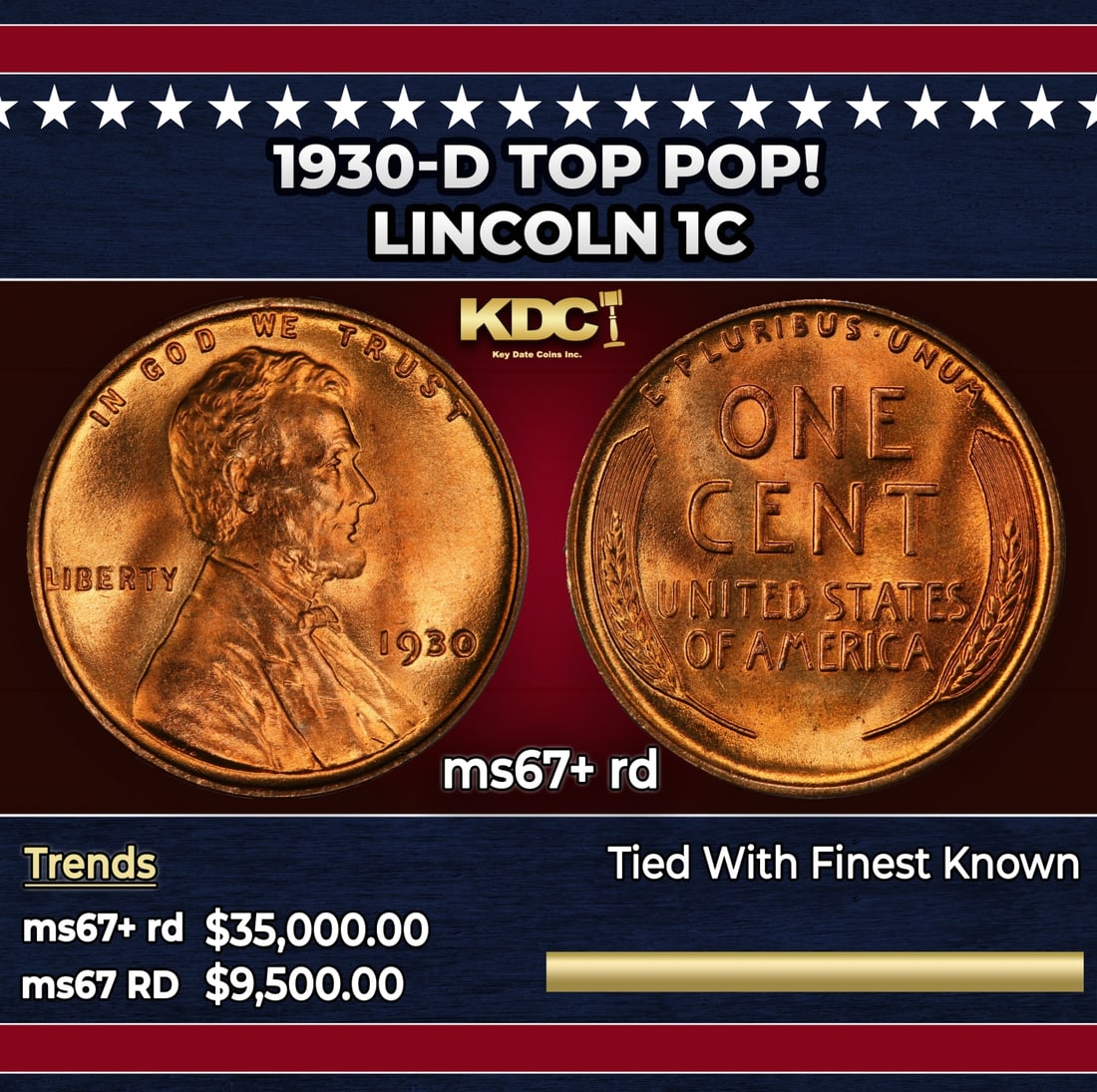 1930-d Lincoln Cent TOP POP! 1c ms67+ rd SEGS: 1930-d TOP POP! Lincoln Cent 1c ms67+ rd SEGS.