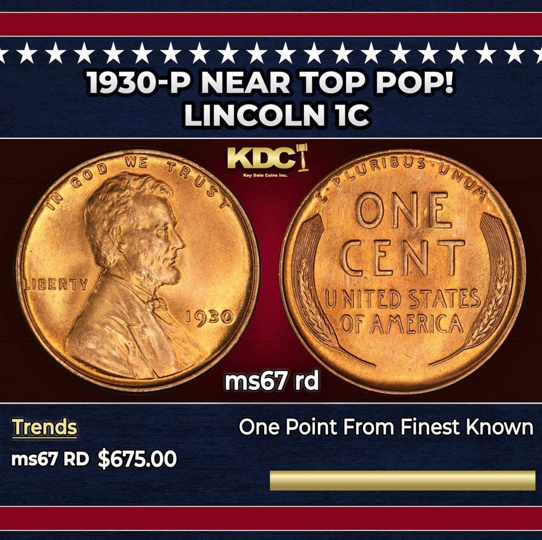1930-p Lincoln Cent Near Top Pop! 1c ms67 rd SEGS: 1930-p Near Top Pop! Lincoln Cent 1c ms67 rd SEGS.